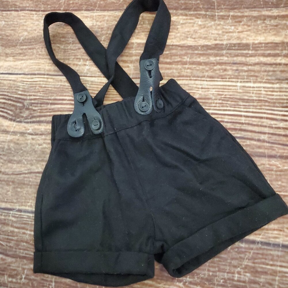 Little Tempest black wool suspender shorts sz 2T NWT